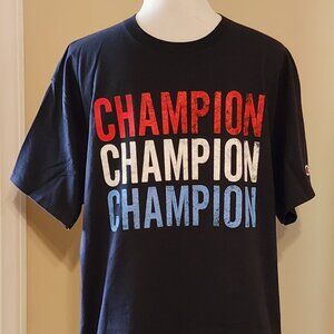 Champion T-Shirt Mens Large Navy Red White & Blue Logo Short Sleeve Graphic Tee